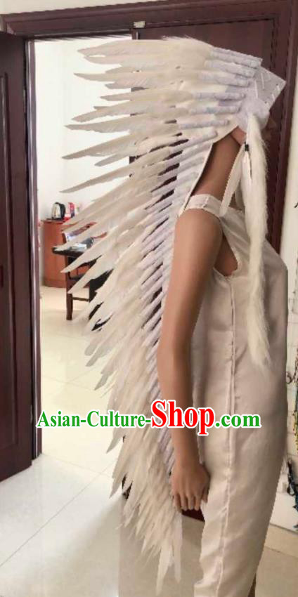 Top Catwalks White Feather Headdress Stage Show Giant Hat Halloween Cosplay Indian Tribal Chief Hair Accessories