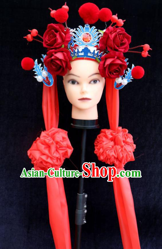 China Opera Actress Dance Hat Beijing Opera Swordswoman Headdress Ancient Female General Helmet