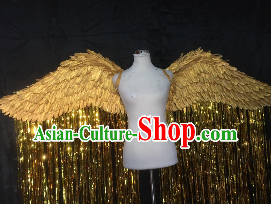 Custom Stage Show Decorations Carnival Catwalks Golden Tassel Back Accessories Brazil Parade Props Halloween Cosplay Angel Wings