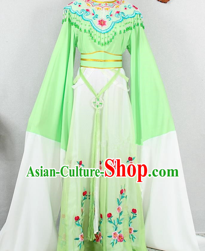 Chinese Traditional Fujian Opera Princess Green Dress Outfits Peking Opera Diva Clothing Ancient Noble Lady Garment Costumes