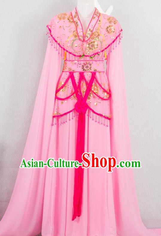 Chinese Traditional Shaoxing Opera Fairy Pink Dress Outfits Peking Opera Young Lady Clothing Ancient Princess Garment Costumes