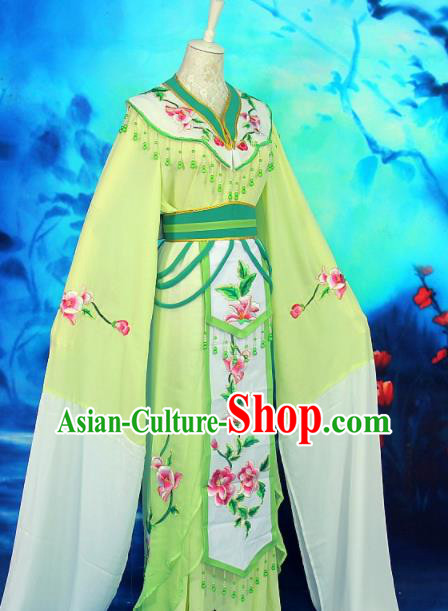 Chinese Traditional Shaoxing Opera Diva Garment Costume Beijing Opera Hua Tan Clothing Ancient Nobility Lady Green Dress Outfits