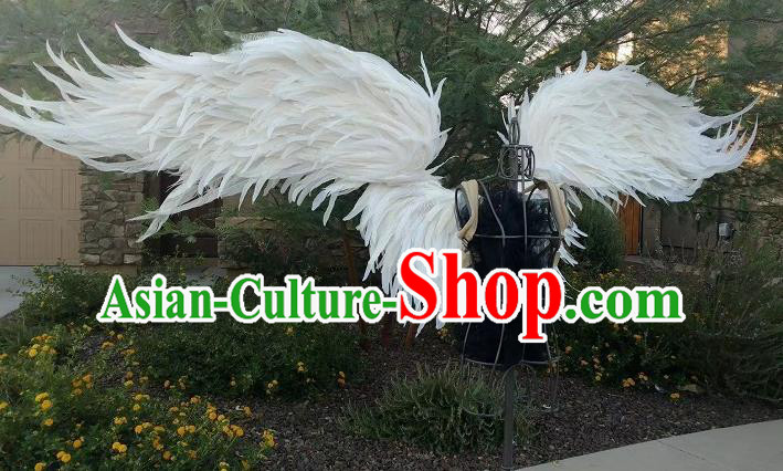 Custom Christmas Performance White Feather Wings Magic Show Prop Accessories Miami Catwalks Back Decorations Halloween Fancy Scalable Wing