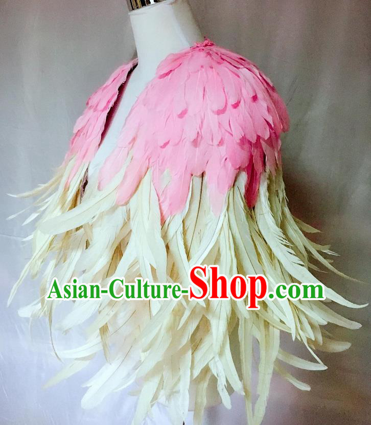 Top Halloween Cosplay Queen Cape Catwalks Pink Feather Cappa Stage Show Shoulder Accessories