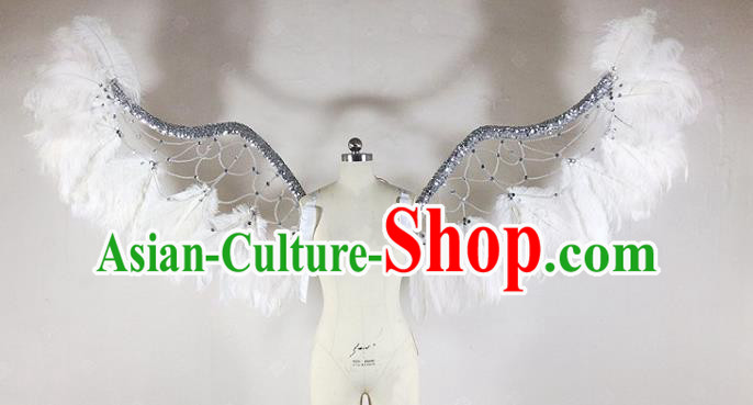 Custom Stage Show Prop Accessories Christmas Performance Deluxe White Feather Wings Miami Catwalks Back Decorations Halloween Cosplay Angel Wing