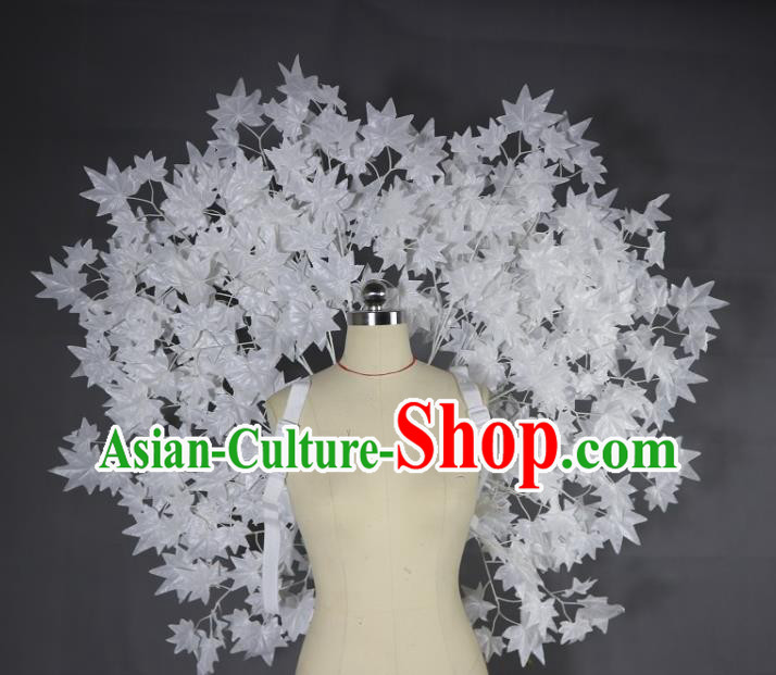 Custom Halloween Catwalks White Maple Leaf Wings Miami Stage Show Back Decorations Cosplay Fancy Accessories Stage Performance Props