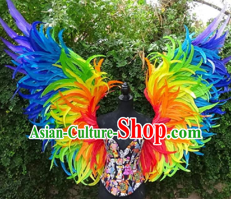 Custom Stage Performance Deluxe Props Halloween Catwalks Colorful Feather Wings Miami Show Back Decorations Cosplay Fancy Angel Accessories