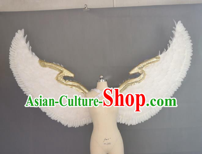 Custom Halloween Cosplay White Feather Wings Miami Catwalks Back Decorations Stage Show Angel Accessories Model Performance Feathers Props