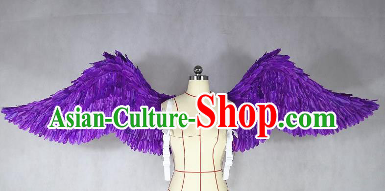 Custom Ceremony Performance Back Accessories Stage Show Purple Feathers Props Halloween Cosplay Deluxe Angel Wings Miami Catwalks Decorations