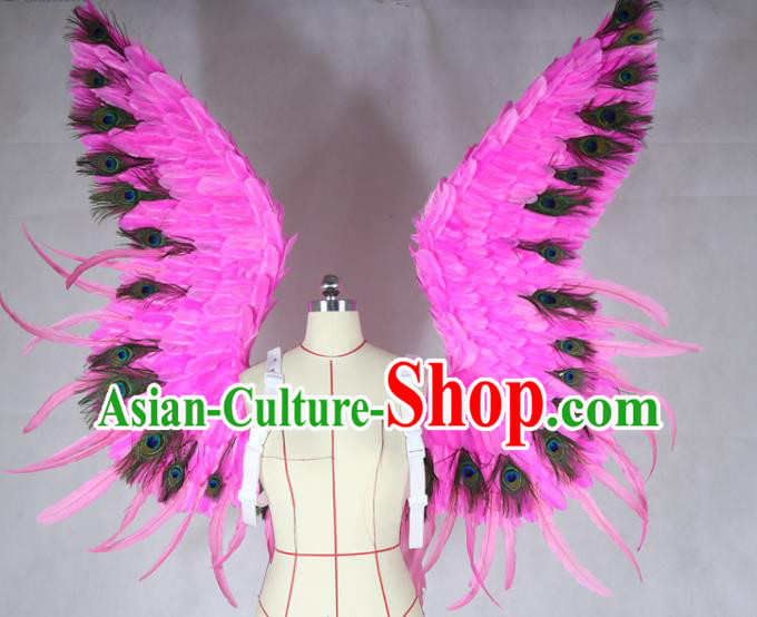 Custom Cosplay Angel Rosy Feathers Wings Carnival Show Decorations Halloween Catwalks Back Accessories Brazil Parade Props