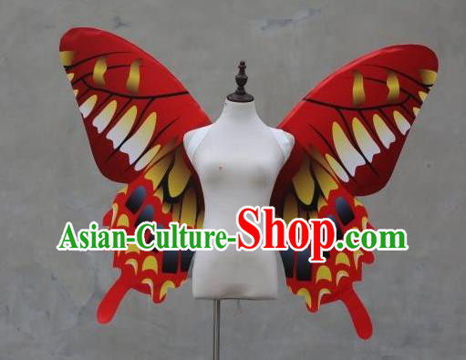 Custom Cosplay Butterfly Fairy Props Catwalks Angel Red Wings Halloween Fancy Ball Wear Carnival Parade Accessories Miami Show Back Decorations