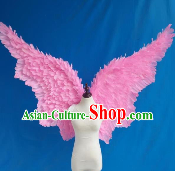 Custom Carnival Catwalks Accessories Miami Parade Show Decorations Cosplay Angel Deluxe Pink Feather Wings Halloween Fancy Ball Props