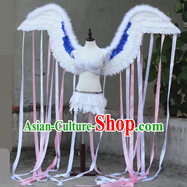 Custom Carnival Parade Back Accessories Miami Angel Ribbons Tassel Wings Fancy Ball Deluxe Decorations Stage Show Props Halloween Cosplay Feathers Wear
