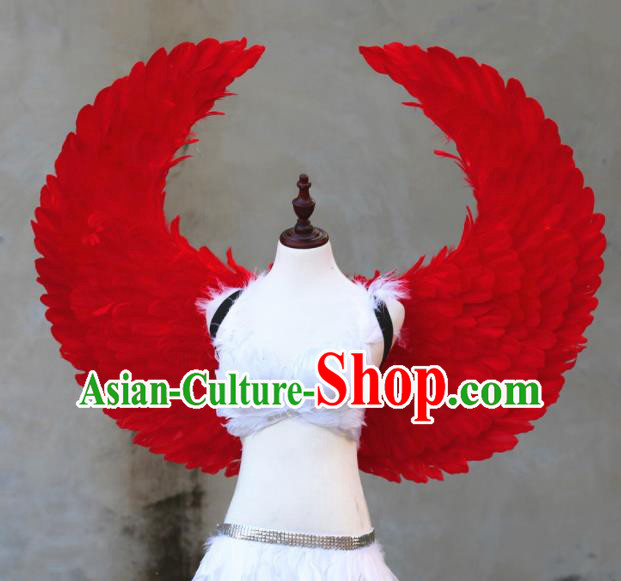 Custom Stage Show Props Opening Dance Wear Carnival Parade Back Accessories Miami Angel Red Feather Wings Halloween Cosplay Decorations