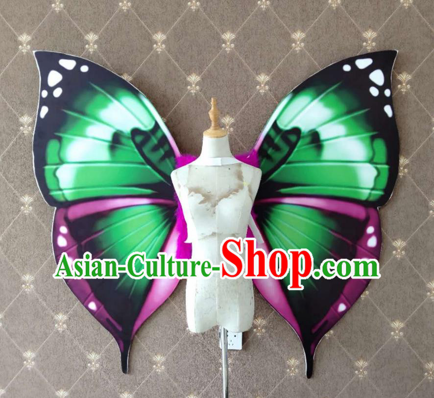 Custom Miami Parade Accessories Christmas Green Butterfly Wings Halloween Performance Decorations Stage Show Angel Props Opening Dance Wear