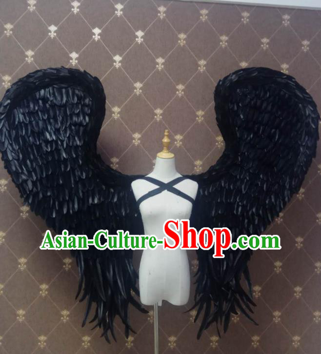 Custom Halloween Cosplay Demon Decorations Stage Show Props Opening Dance Deluxe Wear Miami Show Accessories Christmas Black Feathers Wings