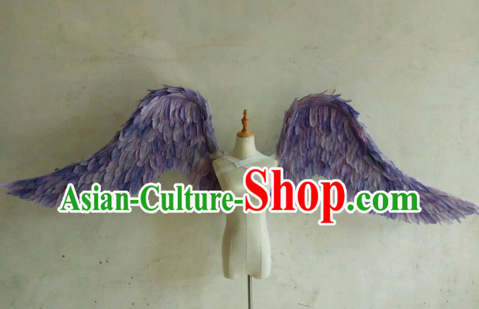 Custom Halloween Cosplay Back Decorations Stage Show Purple Feather Props Opening Dance Wear Miami Show Accessories Christmas Angel Wings