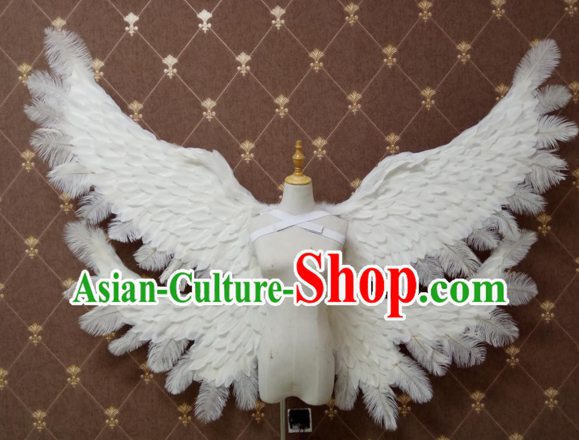 Custom Christmas Giant Angel Wings Halloween Cosplay Back Decorations Stage Show Deluxe White Feather Props Opening Dance Wear Miami Show Accessories