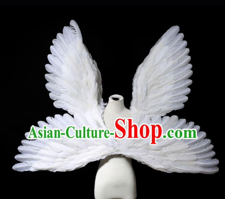 Custom Christmas Catwalks Props Opening Dance Deluxe Butterfly Wings Carnival Parade Accessories Miami Stage Show White Feather Wear
