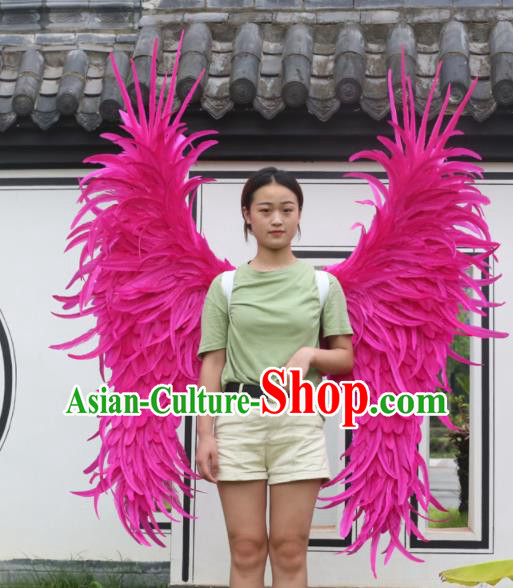 Custom Halloween Catwalks Feather Wing Props Opening Ceremony Back Accessories Carnival Parade Rosy Feathers Wings Miami Angel Show Wear