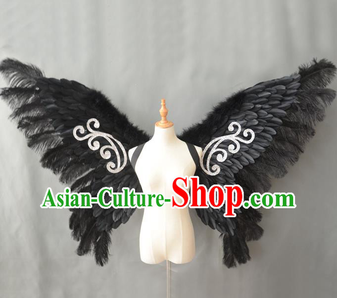 Custom Halloween Cosplay Fairy Wing Props Opening Ceremony Back Accessories Carnival Parade Black Feathers Butterfly Wings Miami Stage Show Wear
