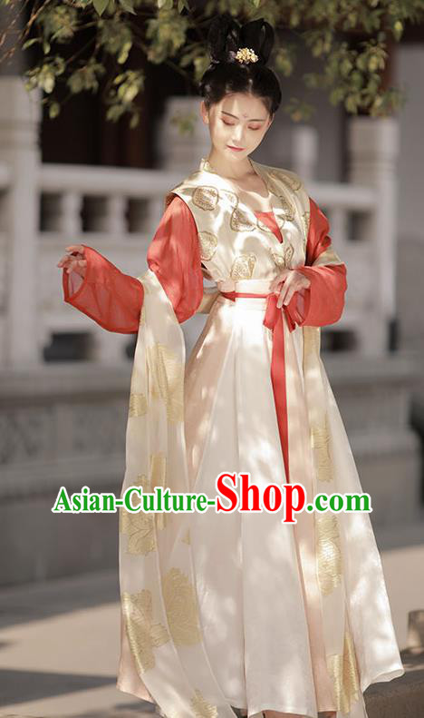 China Ancient Palace Beauty Garment Costumes Tang Dynasty Princess Historical Clothing Traditional Hanfu Dress Complete Set