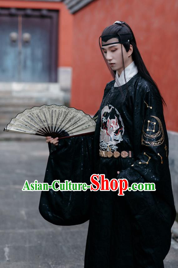 China Ming Dynasty Royal Prince Historical Clothing Traditional Swordsman Hanfu Robe Ancient Young Childe Garment Costumes