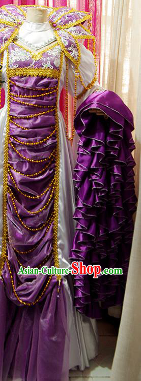China Ancient Imperial Concubine Clothing Cosplay Fairy Purple Dress Outfits Traditional Puppet Show Queen Jiu Ying Garment Costumes
