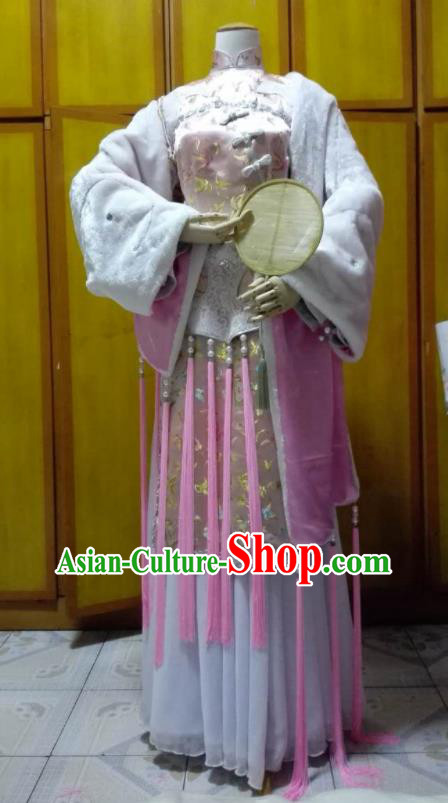 China Traditional Puppet Show Fairy Han Yancui Garment Costumes Ancient Palace Beauty Clothing Cosplay Princess Pink Dress Outfits