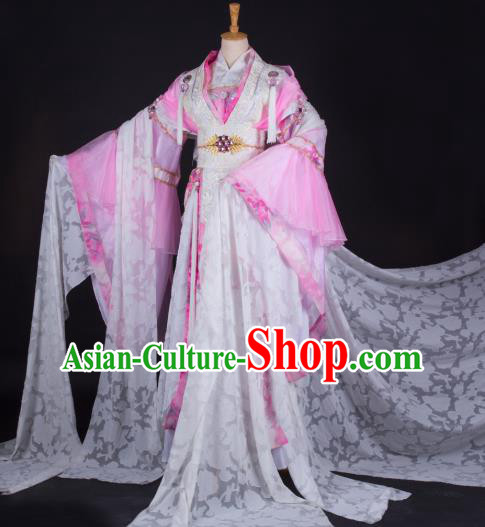 China Cosplay Fairy Pink Dress Outfits Traditional Puppet Show Princess Garment Costumes Ancient Court Beauty Clothing