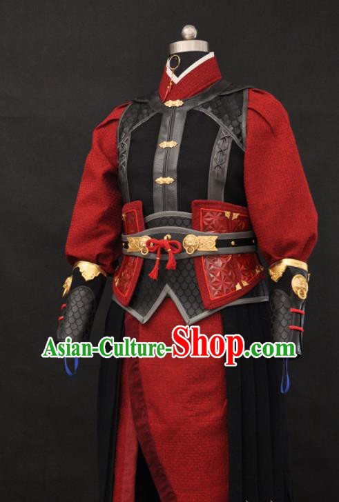 Chinese Ancient Swordsman Red Uniforms Traditional Cosplay Young Knight Clothing Swords of Legends Warrior Garment Costumes