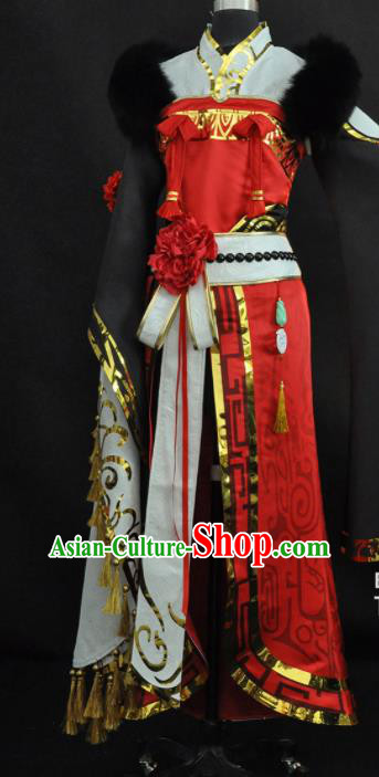 Top Cosplay Female Knight Red Dress Outfits Game Character Swordswoman Garment Costumes Traditional Moonlight Blade Clothing