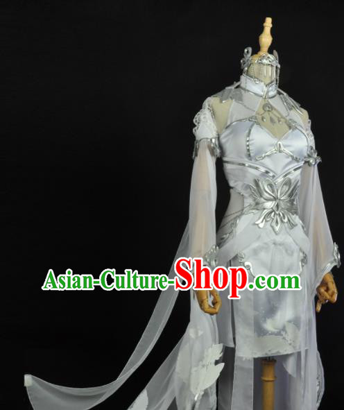 Top Cosplay Young Beauty White Dress Moonlight Blade Swordswoman Garment Costumes Traditional Game Role Fairy Clothing