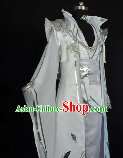 Custom Game Role Chivalrous Male White Suits Cosplay Knight Clothing Moonlight Blade Swordsman Garment Costumes