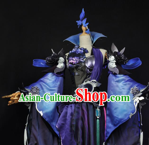 Top Traditional Chivalrous Woman Clothing Cosplay Fairy Purple Dress Game Role Female Knight Garment Costumes
