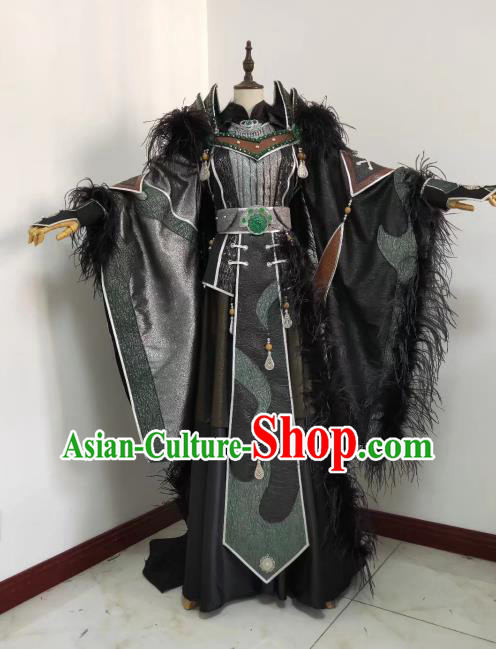Chinese Traditional Cosplay Swordsman Clothing Puppet Show Demon King Garment Costumes Ancient Prince Black Uniforms