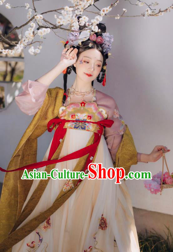 China Ancient Palace Beauty Hanfu Dress Apparels Tang Dynasty Court Lady Garment Costumes Traditional Princess Historical Clothing