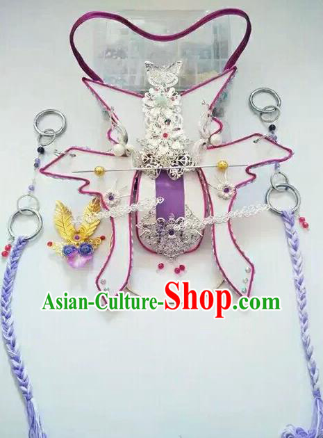 Chinese Traditional Puppet Show Yao Mingyue Hairpieces Cosplay Swordswoman Hair Crown Ancient Queen Headdress