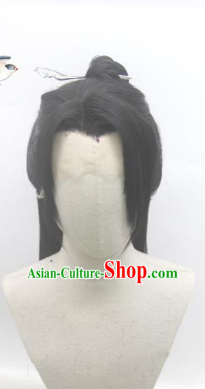 Handmade China Ancient Swordsman Headdress Cosplay Qin Dynasty Young Knight Wigs Traditional Hanfu Warrior Hairpieces