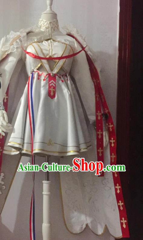 Custom Gothic Magic Lady Clothing Halloween Stage Performance Garment Costume Cosplay Moon Fairy White Dress