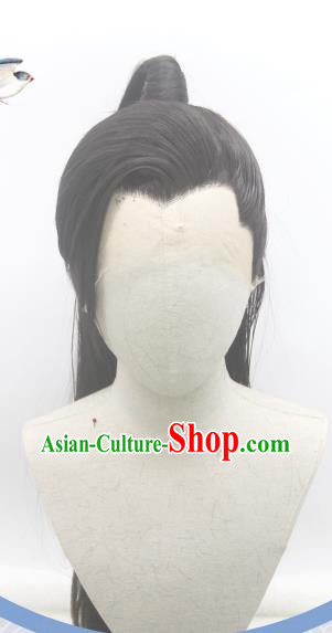 Handmade China Ancient Swordsman Headdress Cosplay Young Knight Wigs Traditional Word of Honor Cao Weining Hairpieces