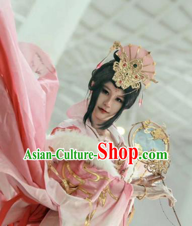 Chinese Ancient Imperial Consort Front Lace Wigs Headwear Traditional Hanfu Qin Dynasty Hairpieces Cosplay Goddess Hair Accessories