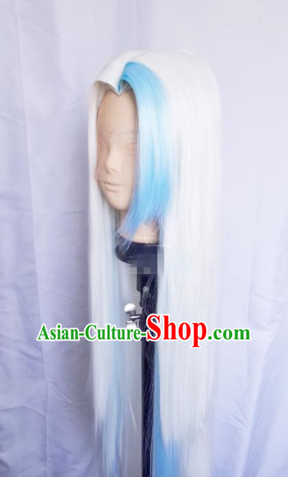 Handmade China Ancient Swordsman Headdress Cosplay Taoist Priest Wigs Traditional Chivalrous Male Hairpieces