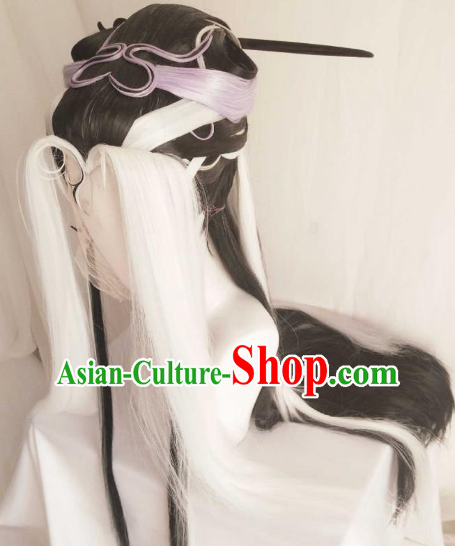 Chinese Traditional Puppet Show Taoist Nun Hairpieces Cosplay Fairy Queen Hair Accessories Ancient Empress Wigs Headwear