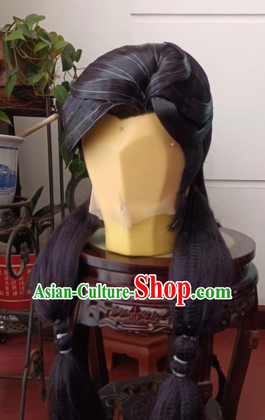 Chinese Ancient Princess Brown Wigs Headwear Traditional Puppet Show Young Lady Ying Huo Hairpieces Cosplay Fairy Hair Accessories