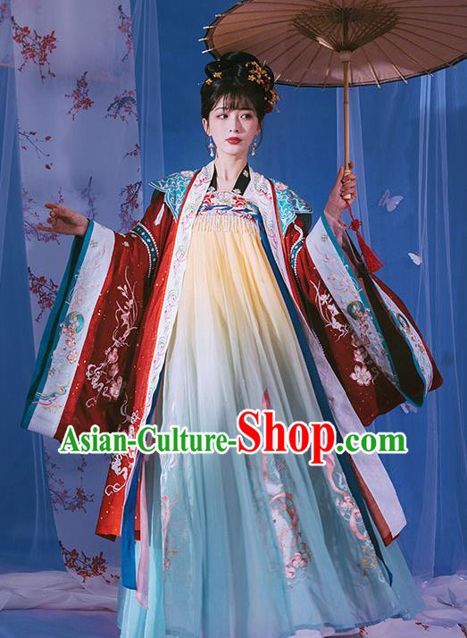 China Tang Dynasty Princess Historical Clothing Traditional Court Beauty Hanfu Dress Apparels Ancient Palace Lady Garment Costumes