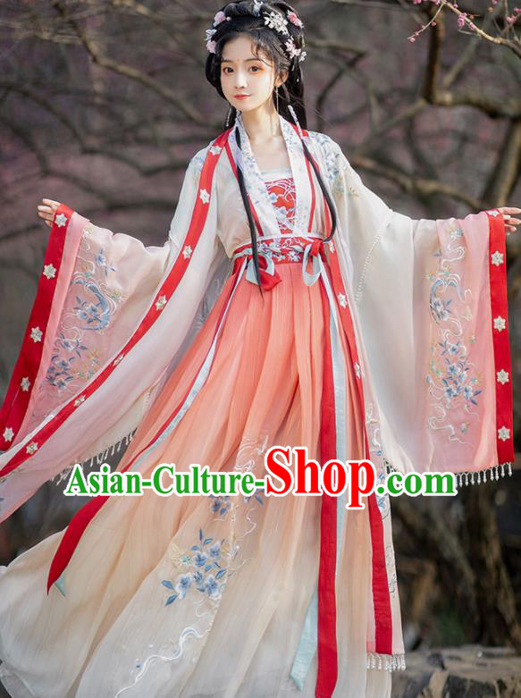 China Ancient Palace Princess Garment Costumes Tang Dynasty Court Beauty Historical Clothing Traditional Young Lady Hanfu Dress Apparels