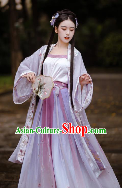 China Song Dynasty Young Lady Historical Clothing Traditional Civilian Female Hanfu Dress Apparels Ancient Woman Garment Costumes Full Set