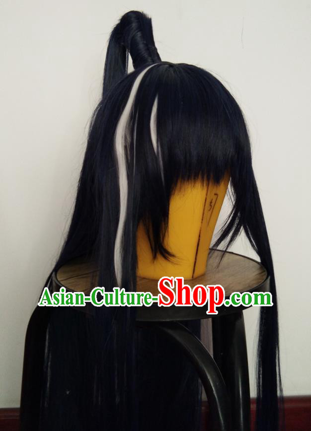 Chinese Handmade Puppet Show Young Hero Headdress Traditional Cosplay Swordsman Wigs Hairpieces Ancient Warrior Periwig Hair Accessories