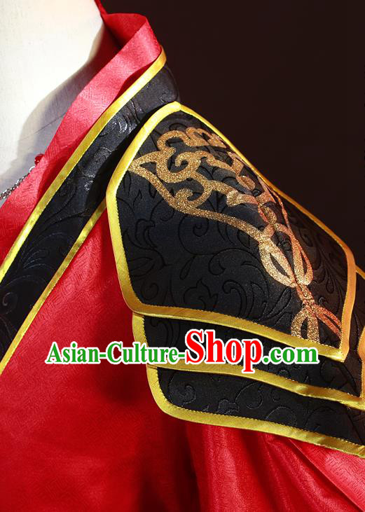 China Cosplay Swordsman Apparels Ancient Young Knight Red Clothing Traditional Wedding Garment Costumes